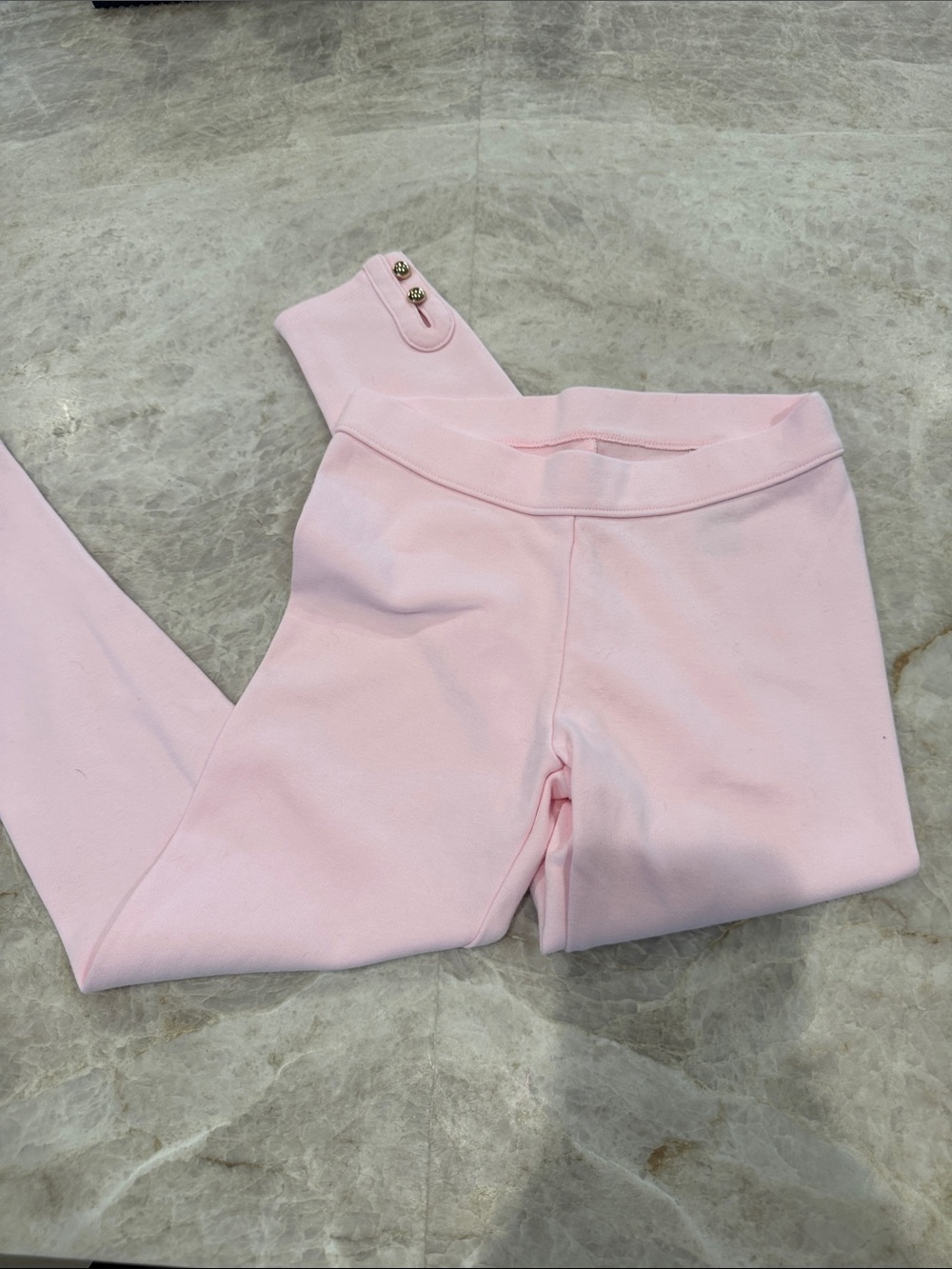 Janie & Jack Girls' 7 Pink Stretch Leggings with Button Detail